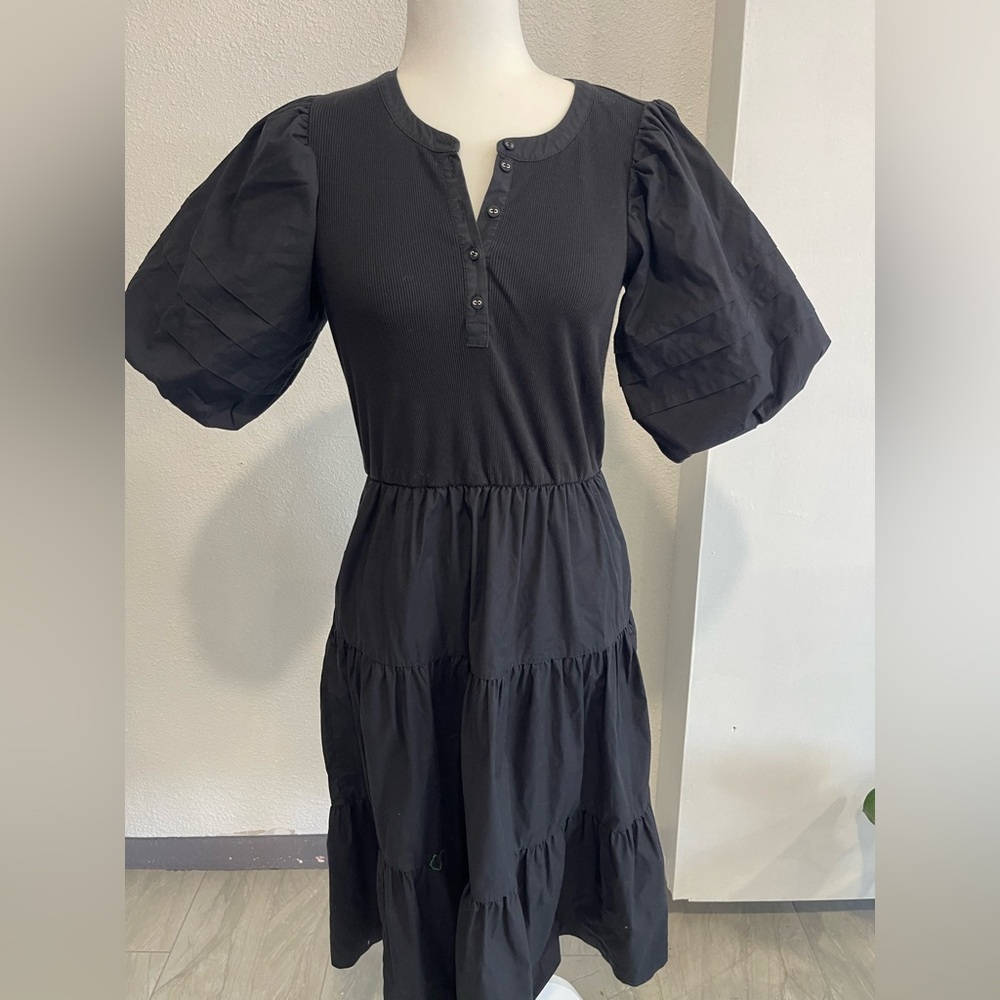 Chico's Black Long Sleeve Tiered Dress